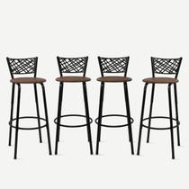 Kit 4 Banquetas Alta Eclipse Preta Cadeira Para Balcão Ilha Bar Bancada Cozinha Gourmet Área De Lazer Itagold