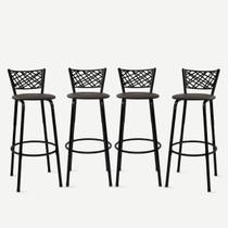Kit 4 Banquetas Alta Eclipse Preta Cadeira Para Balcão Ilha Bar Bancada Cozinha Gourmet Área De Lazer Itagold