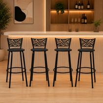 Kit 4 Banquetas Alta Eclipse Preta Cadeira Para Balcão Ilha Bar Bancada Cozinha Gourmet Área De Lazer Itagold