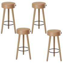 Kit 4 Banquetas Alta Estofada 70 cm Pés Palito P/ Área Gourmet Bancada Cozinha Churrasqueira Londres