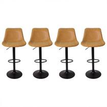 Kit 4 Banquetas Alta Estofada Para Bar Balcão Cozinha Americana Giratória Regulável Roma Com Costura