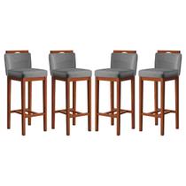 Kit 4 Banquetas Alta Estofadas para Bancada 38x102 Cm Líbia Madeira Maciça Suede Cinza CCS Kit 4 Banquetas Alta Estofadas para Bancada 38x102 Cm Líbia Madeira Maciça Suede Cinza CCS