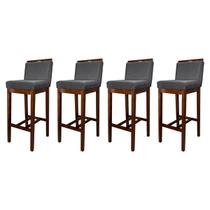 Kit 4 Banquetas Alta Estofadas para Bancada Líbia Madeira Capuccino Suede Cinza CCS Kit 4 Banquetas Alta Estofadas para Bancada Líbia Madeira Capuccino Suede Cinza CCS