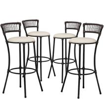 Kit 4 Banquetas Alta Forts Fio de Fibra Proteção UV Bancada, Área Gourmet, Bar, Piscina, Gelo