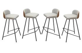 Kit 4 Banquetas Alta Nobre Sofisticada Casa Cozinha base Aço Preto