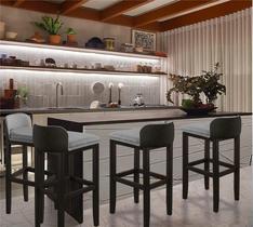 Kit 4 Banquetas Alta Ônix Cozinha Madeira cor Preta Maciça Estofada Área Gourmet Kit 4 Banquetas Alta Ônix Cozinha Madeira cor Preta Maciça Estofada Área Gourmet