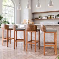 Kit 4 Banquetas Alta Ônix Cozinha Madeira Maciça Estofada Com Encosto Área Gourmet Kit 4 Banquetas Alta Ônix Cozinha Madeira Maciça Estofada Com Encosto Área Gourmet