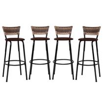 Kit 4 Banquetas Alta Para Balcão Bar Bistrô Bancada Área Lazer Gourmet Ilha com Encosto Itagold