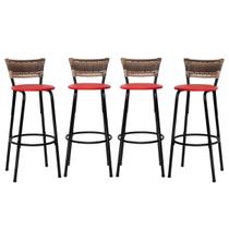 Kit 4 Banquetas Alta Para Balcão Bar Bistrô Bancada Área Lazer Gourmet Ilha com Encosto Itagold