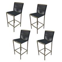 Kit 4 Banquetas Alta Para Balcão Cozinha Ambar