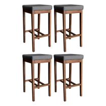 Kit 4 Banquetas Alta para Bancada de Cozinha Bali 74 Cm Madeira Suede CCS Kit 4 Banquetas Alta para Bancada de Cozinha Bali 74 Cm Madeira Suede CCS