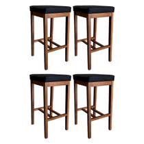 Kit 4 Banquetas Alta para Bancada de Cozinha Bali 74 Cm Madeira Suede Preto CCS