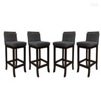 Kit 4 Banquetas Alta para Ilha de Cozinha Nice Madeira Maciça Matelassê Suede Cinza CCS