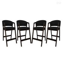 Kit 4 Banquetas Alta para Ilha de Cozinha Ravena Madeira Maciça Capuccino Sintético Preto CCS