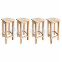 Kit 4 Banquetas Alta Reforçada de Madeira Eucalipto sem pintura