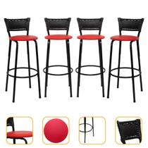 kit 4 Banquetas Altas 70cm Cadeiras Bancos Balcão Ilha Bar Bancada Cozinha Gourmet Área de Lazer Itagold