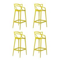 Kit 4 Banquetas Altas Alegra Polipropileno Espresso Móveis Amarelo