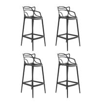 Kit 4 Banquetas Altas Alegra Polipropileno Espresso Móveis Preto