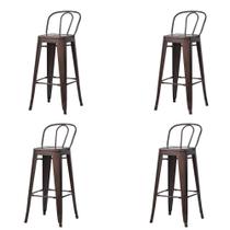 Kit 4 Banquetas Altas ANM6990B Iron Tolix Titan Anima Office Encosto Alto Bronze