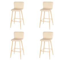 Kit 4 Banquetas Altas ANM8114B Anima Office Revestido em Tecido Bege Base Metal Acabamento que Imita Kit 4 Banquetas Altas ANM8114B Anima Office Revestido em Tecido Bege Base Metal Acabamento que Imita