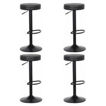 Kit 4 Banquetas Altas Com Encosto Baixo Estofado Para Cozinha Balcão Bancada Ilha Luxo Viena Preta