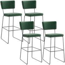 Kit 4 Banquetas Altas Cozinha Sala Jantar Base Em Aço Fixa Allana L02 Facto Verde Musgo - Lyam Decor Kit 4 Banquetas Altas Cozinha Sala Jantar Base Em Aço Fixa Allana L02 Facto Verde Musgo - Lyam Decor