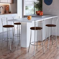 Kit 4 Banquetas Altas Cromadas Bc26/a - A109