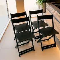 Kit 4 Banquetas Altas Dobráveis Madeira Ismalu Bar Balcão