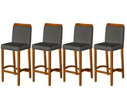 Kit 4 Banquetas Altas Dubai para Cozinha e Balcão Assento Estofado Estrutura em Madeira, Conforto e Elegância para sua Casa