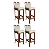 Kit 4 Banquetas Altas em Madeira Maciça Florença Kit 4 Banquetas Altas em Madeira Maciça Florença
