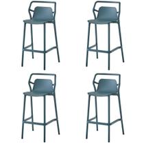 Kit 4 Banquetas Altas Empilhável Enjoy Rivatti 105 cm (Altura) em PP Cor Azul Aura com Proteção UV
