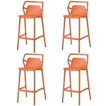Kit 4 Banquetas Altas Empilhável Enjoy Rivatti 105 cm (Altura) em PP Cor Pêssego com Proteção UV