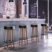 Kit 4 Banquetas Altas Estofadas Atenas 70cm Preto - Adz Kit 4 Banquetas Altas Estofadas Atenas 70cm Preto - Adz