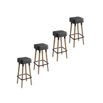 Kit 4 Banquetas Altas Estofadas Manila 70cm Preto - Adz Kit 4 Banquetas Altas Estofadas Manila 70cm Preto - Adz
