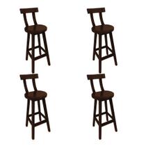 Kit 4 Banquetas Altas Girafa com Encosto para Bancada Área Gourmet Imbuia Mega Madeira Kit 4 Banquetas Altas Girafa com Encosto para Bancada Área Gourmet Imbuia Mega Madeira