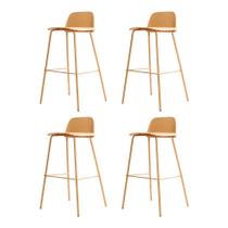 Kit 4 Banquetas Altas Hana Rivatti 89,50 cm (Altura) Assento em PP e Base em Aço Amarelo Mel Kit 4 Banquetas Altas Hana Rivatti 89,50 cm (Altura) Assento em PP e Base em Aço Amarelo Mel
