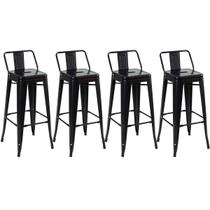 Kit 4 Banquetas Altas Industriais Pretas em Aço 76cm com Encosto Estilo Tolix Kit 4 Banquetas Altas Industriais Pretas em Aço 76cm com Encosto Estilo Tolix