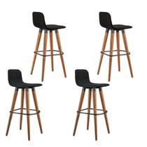 Kit 4 Banquetas Altas Línea Reforço em Aço e Madeira Preto Kit 4 Banquetas Altas Línea Reforço em Aço e Madeira Preto