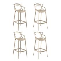 Kit 4 Banquetas Altas Polipropileno Aviv Fratini Fendi