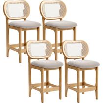Kit 4 Banquetas Baixa Bar Cozinha Sala de Jantar Betta L02 Mel Tela Bouclê Creme - Lyam Decor Kit 4 Banquetas Baixa Bar Cozinha Sala de Jantar Betta L02 Mel Tela Bouclê Creme - Lyam Decor