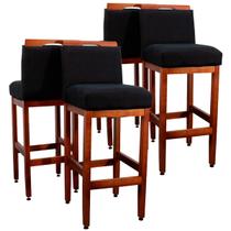 Kit 4 Banquetas Baixas De Madeira Maciça Eucalipto Estofada Tecido Linho Encosto Para Bancada Americana Cozinha Gournet 63cm Kit 4 Banquetas Baixas De Madeira Maciça Eucalipto Estofada Tecido Linho Encosto Para Bancada Americana Cozinha Gournet 63cm