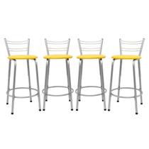 Kit 4 Banquetas Banco Alta Balcão Americana Bar Bancada Cozinha Gourmet Estrutura Prata Itagold