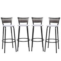 Kit 4 Banquetas Banco Alta Ideal Balcão Cozinha Gourmet Bar Bistrô Bancada Americana Com Encosto Junco Degradê Itagold