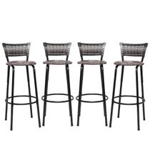 Kit 4 Banquetas Banco Alta Ideal Balcão Cozinha Gourmet Bar Bistrô Bancada Americana Com Encosto Junco Degradê Itagold
