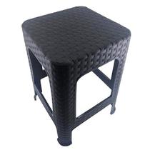 Kit 4 Banquetas Banco De Plástico Rattan Preta Plas New
