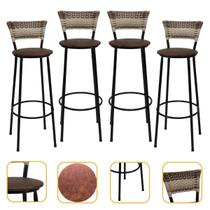 Kit 4 Banquetas Bancos 80cm Alta Para Cozinha Bar Bistrô Gourmet Balcão Bancada Área Laser Resistente Itagold