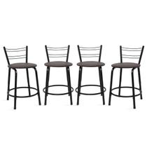 Kit 4 Banquetas Bancos Baixa 45cm Flórida Estrutura Preta Mesa Bistrô Cozinha Americana, Bar, Bancada, Área Gourmet