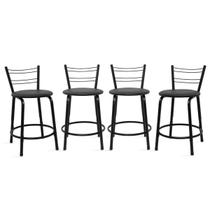 Kit 4 Banquetas Bancos Baixa 45cm Flórida Estrutura Preta Mesa Bistrô Cozinha Americana, Bar, Bancada, Área Gourmet