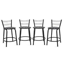Kit 4 Banquetas Bancos Baixa 45cm Flórida Estrutura Preta Mesa Bistrô Cozinha Americana, Bar, Bancada, Área Gourmet