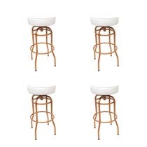 Kit 4 Banquetas Bar Altura 74cm Giratória Cobre Assento Branco